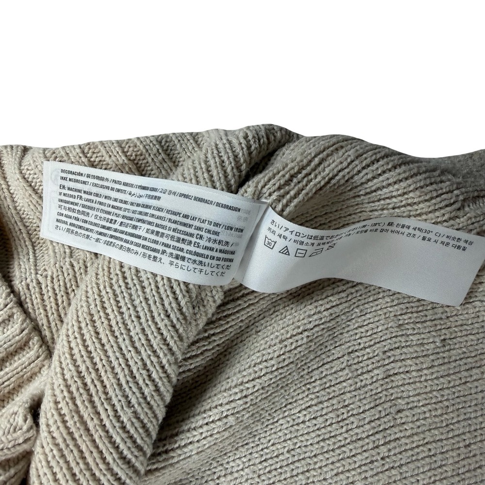 Hollister Womens Tan Ribbed Knit Crewneck Sweater Oversized Beige Large 350S2966 - Picture 7 of 7